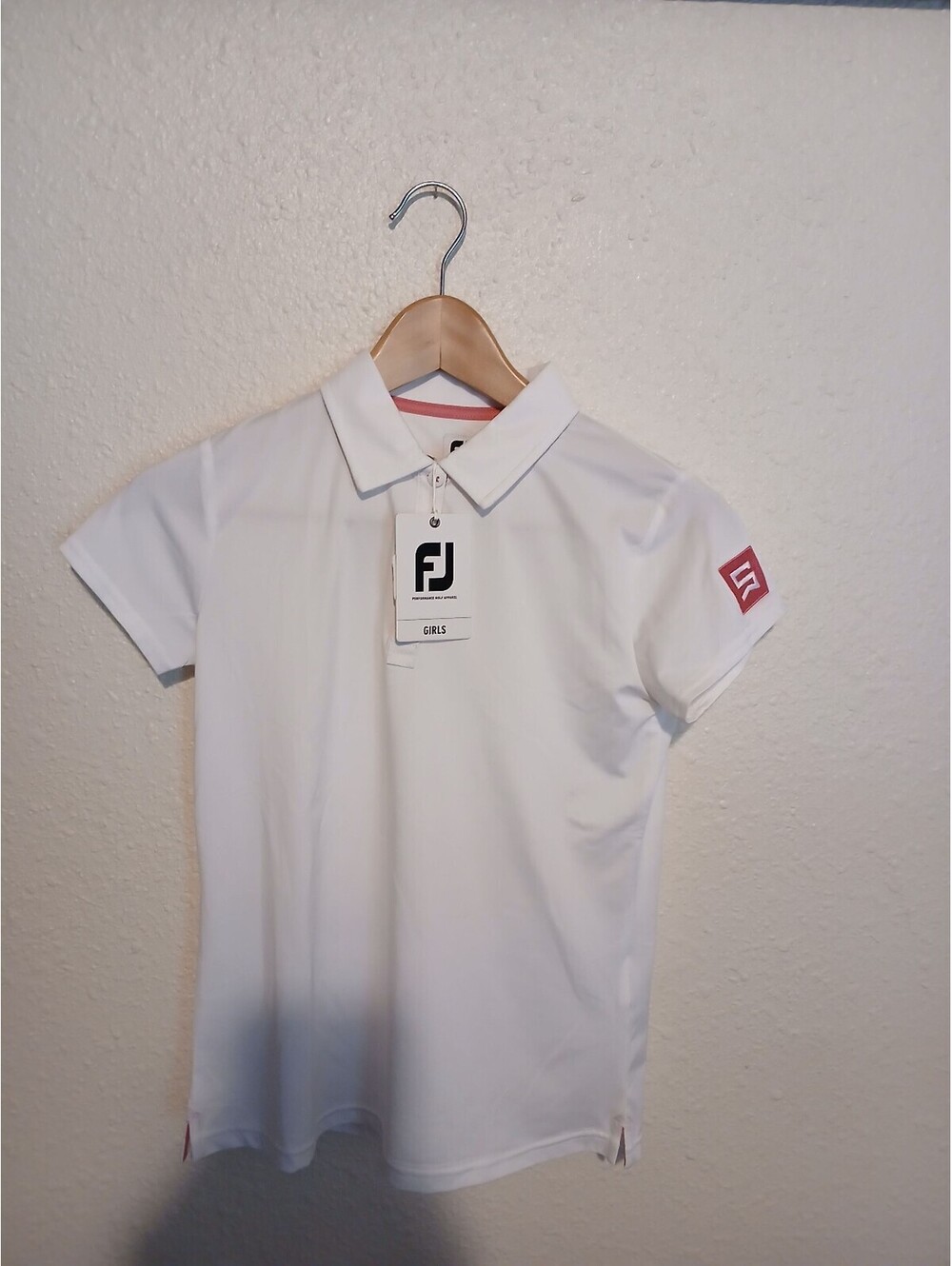 G012. FootJoy Girl's White Golf Polo Shirt XL